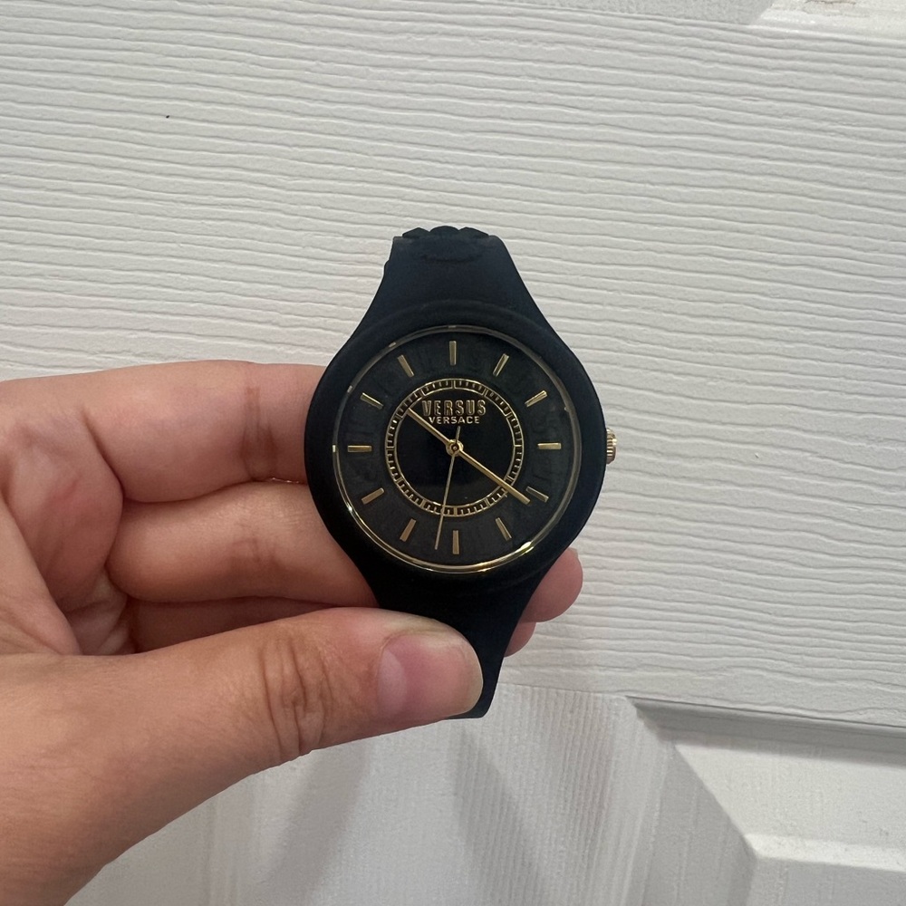 Versace Versus Black Silicone Strap Watch